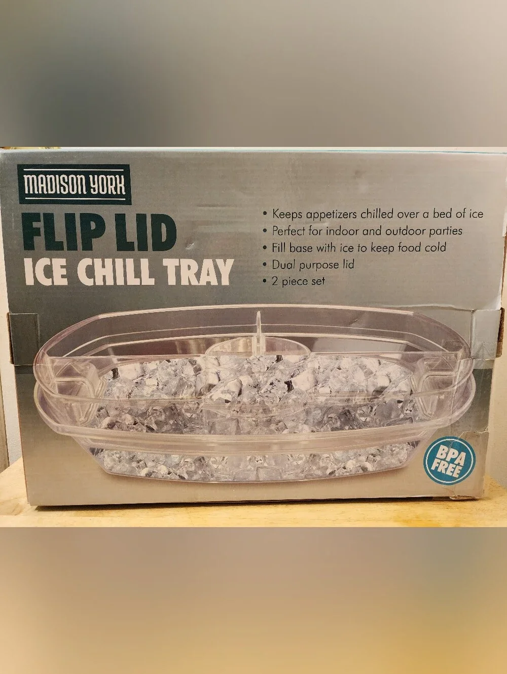 Madison York BPA-Free Clear Acrylic Large 2-Piece Flip Lid Ice Chill Tray
